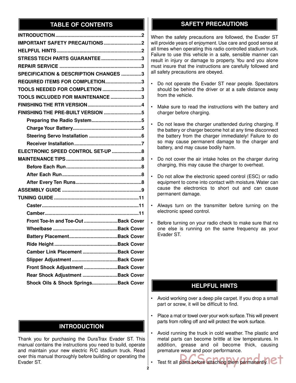 Duratrax - Evader ST - Manual - Page 2