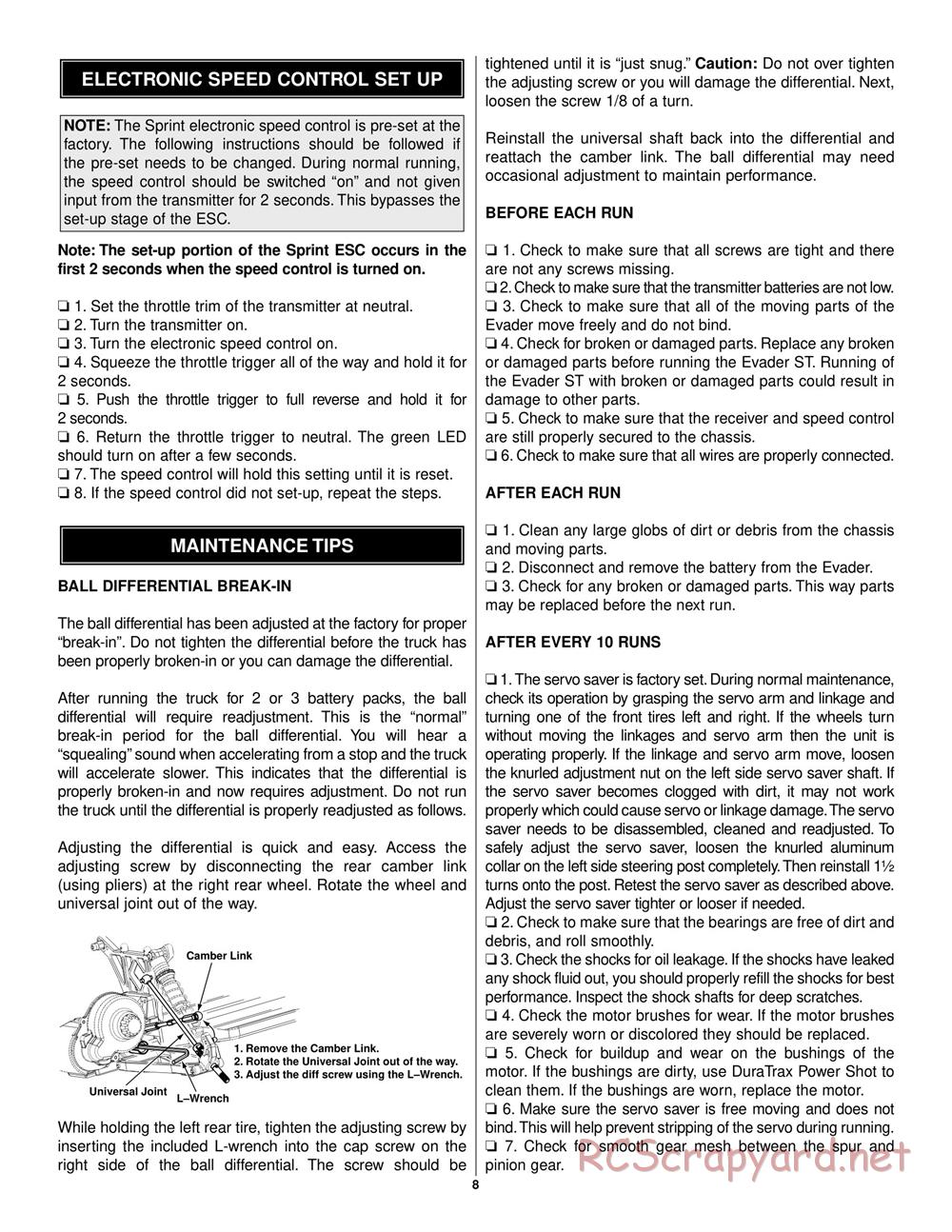 Duratrax - Evader ST - Manual - Page 8