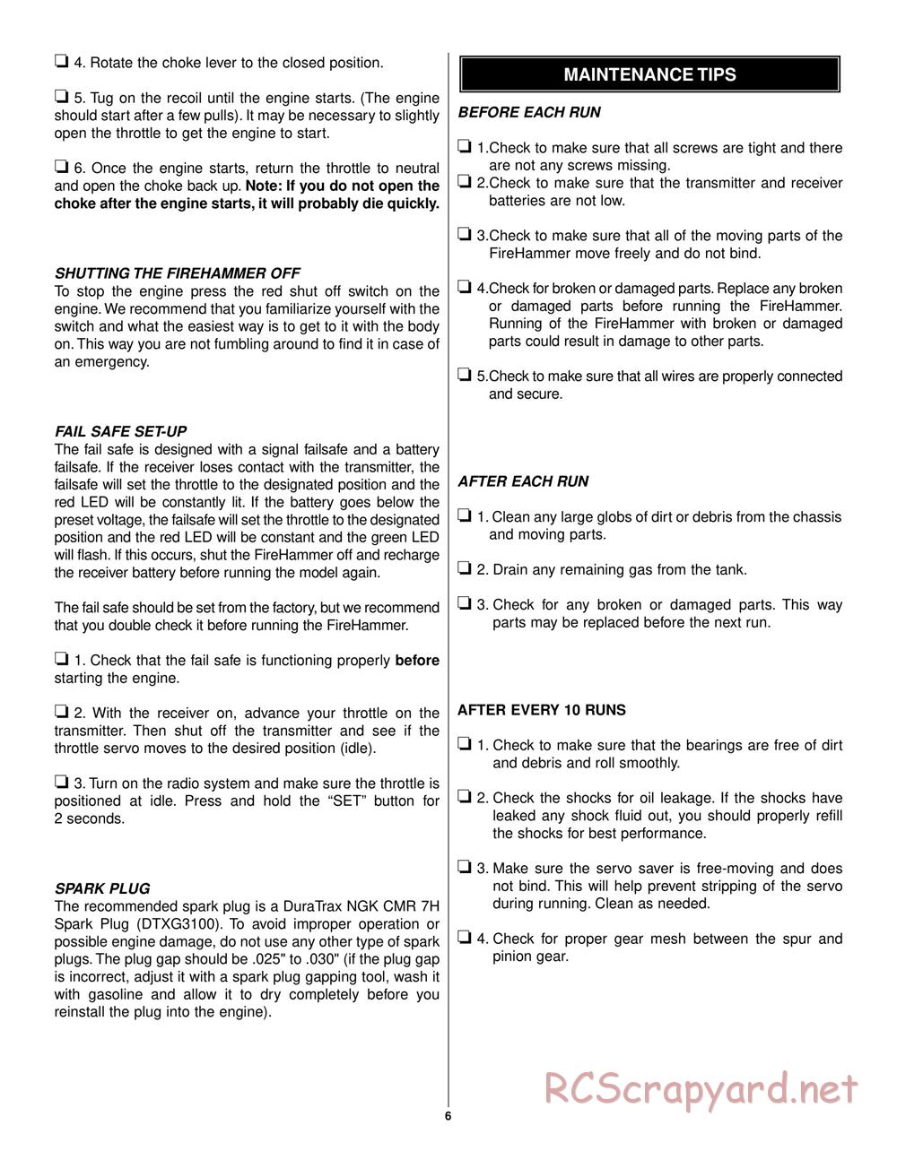 Duratrax - FireHammer Buggy - Manual - Page 6