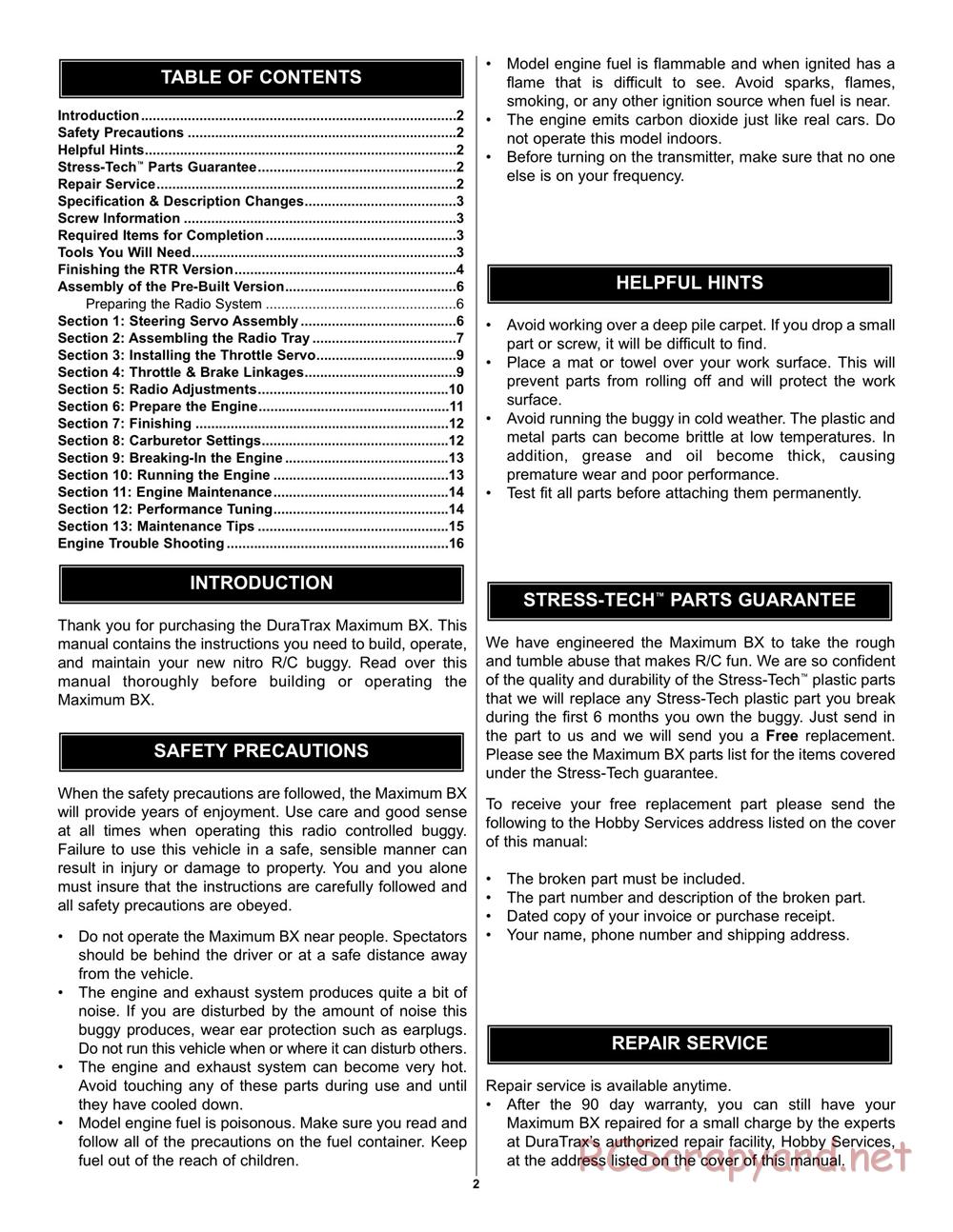 Duratrax - Maximum BX - Manual - Page 2