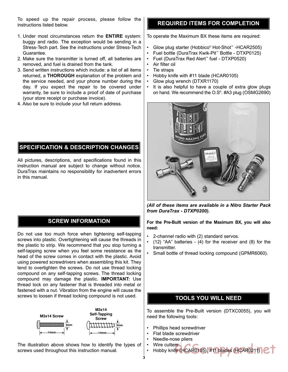 Duratrax - Maximum BX - Manual - Page 3