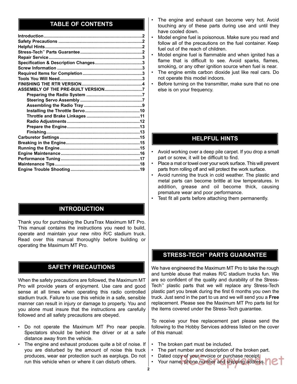 Duratrax - Maximum MT Pro - Manual - Page 2