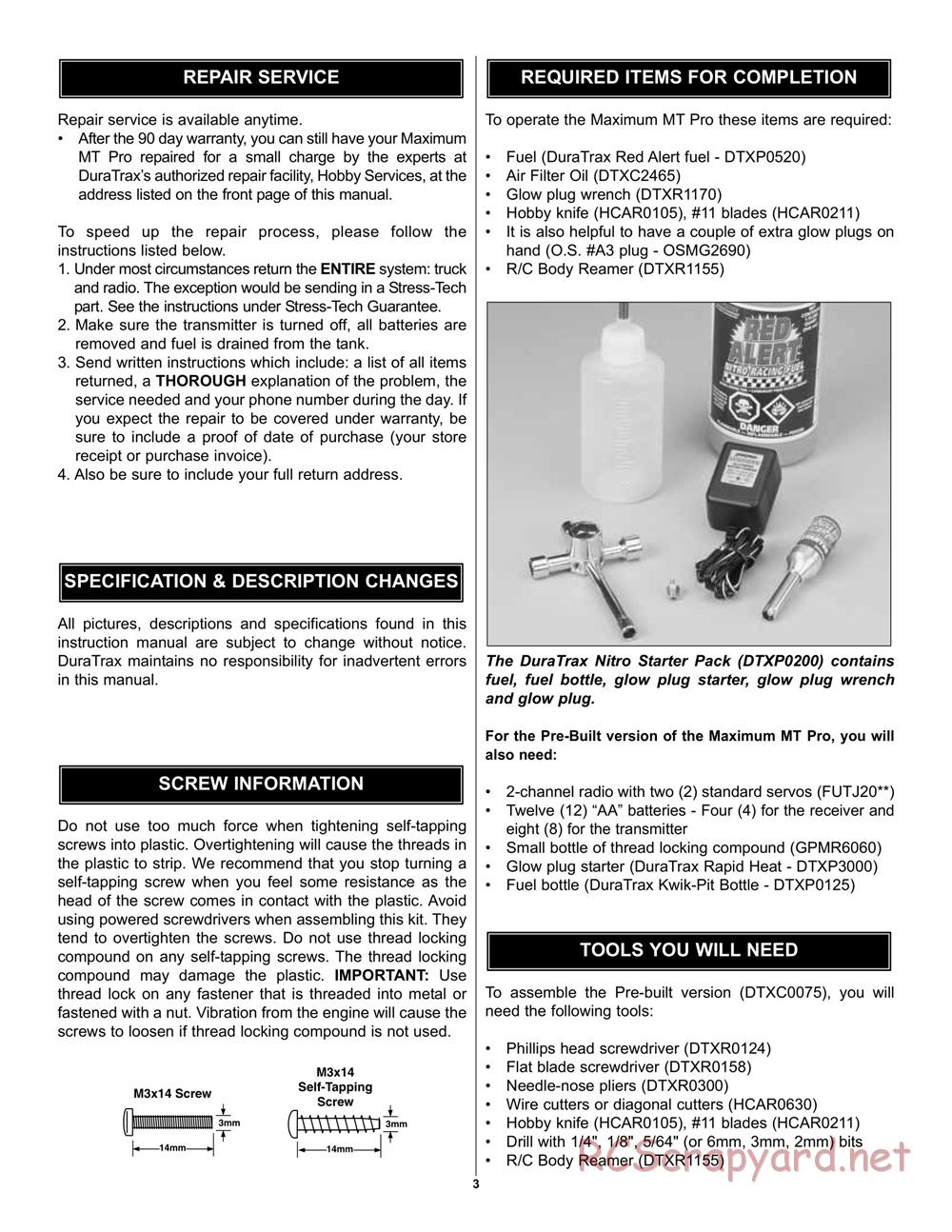 Duratrax - Maximum MT Pro - Manual - Page 3