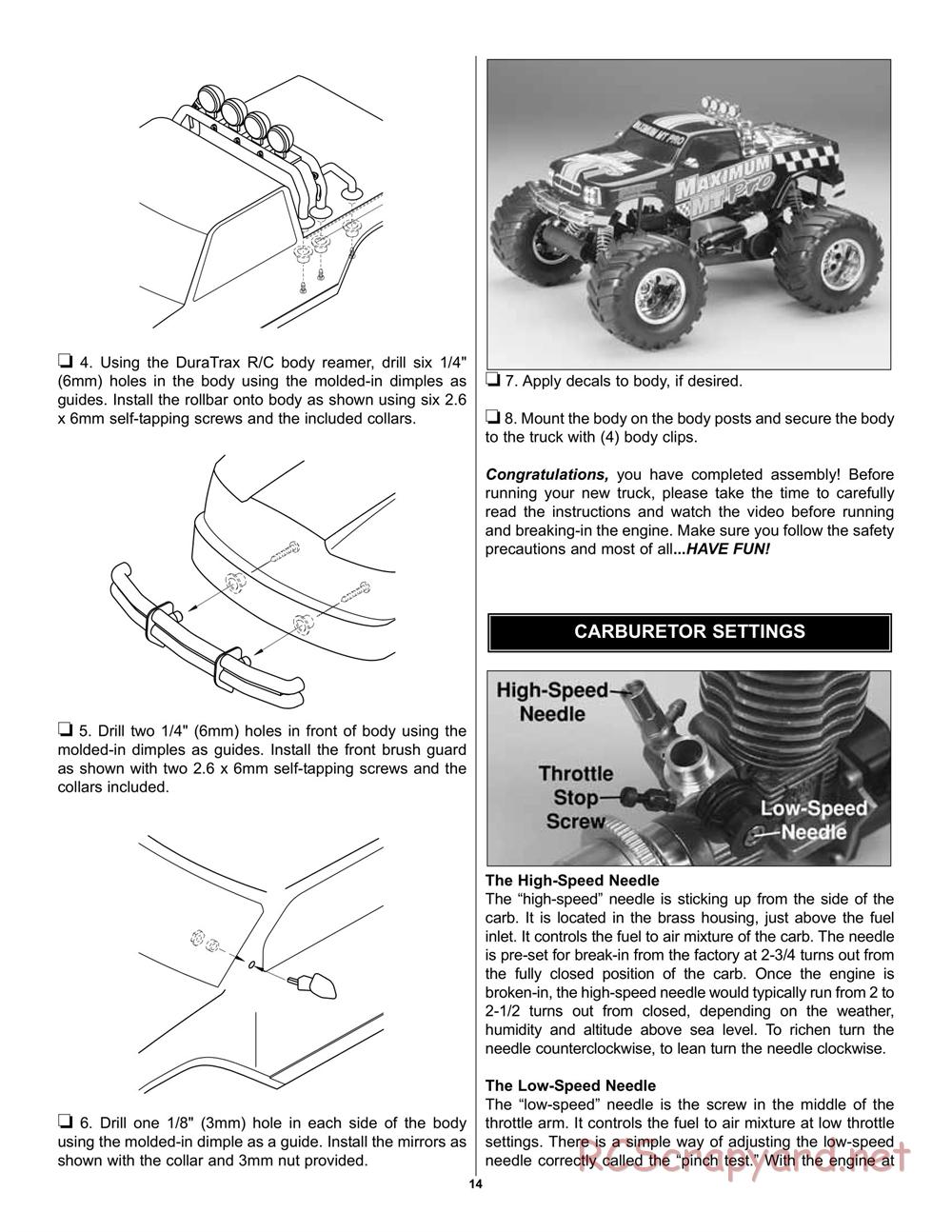 Duratrax - Maximum MT Pro - Manual - Page 14