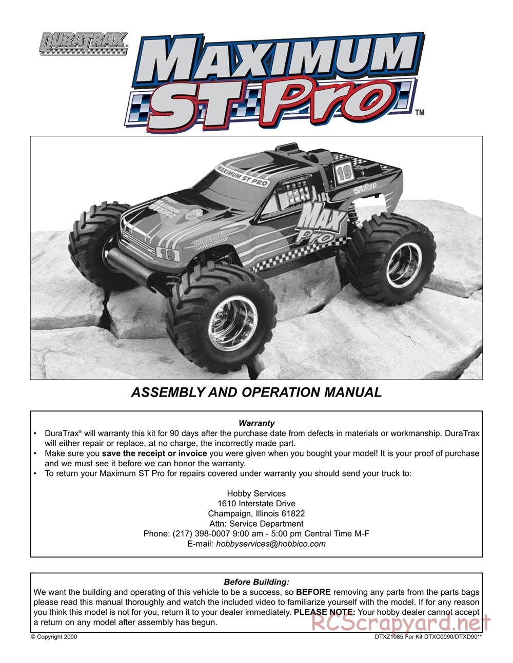 Duratrax - Maximum ST Pro - Manual - Page 1