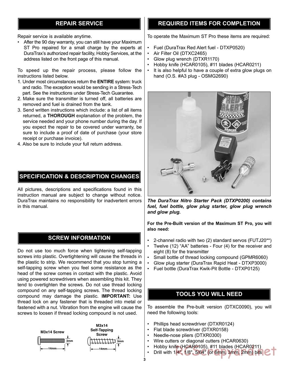 Duratrax - Maximum ST Pro - Manual - Page 3