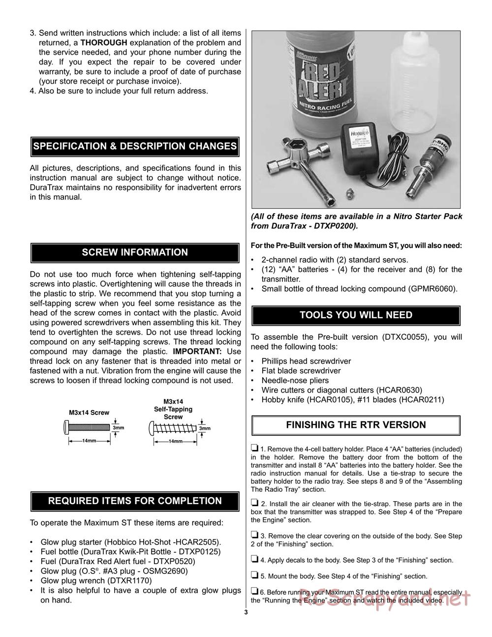 Duratrax - Maximum ST - Manual - Page 3