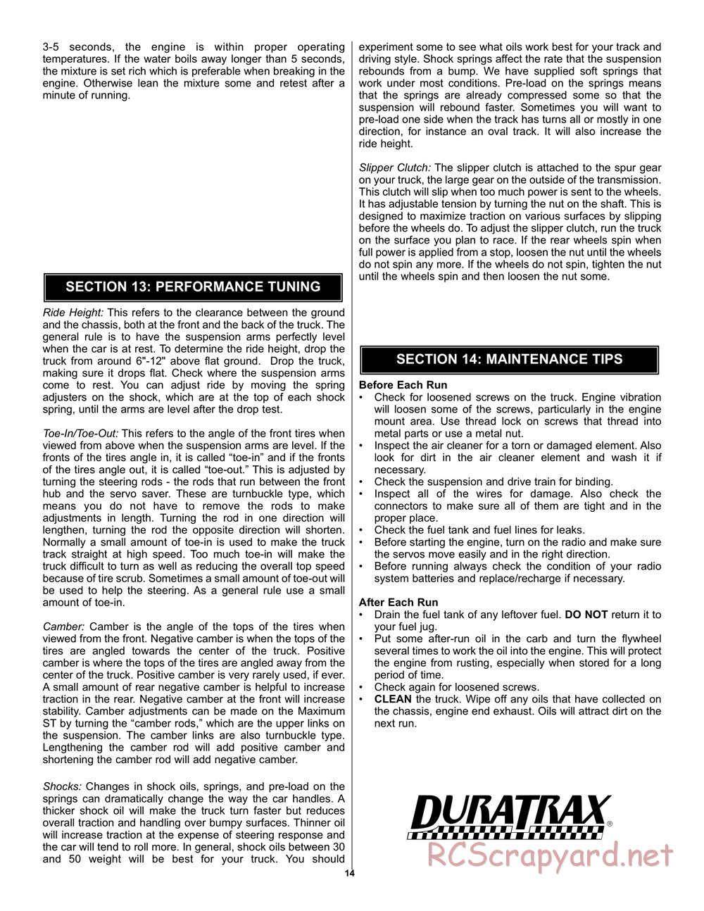 Duratrax - Maximum ST - Manual - Page 14