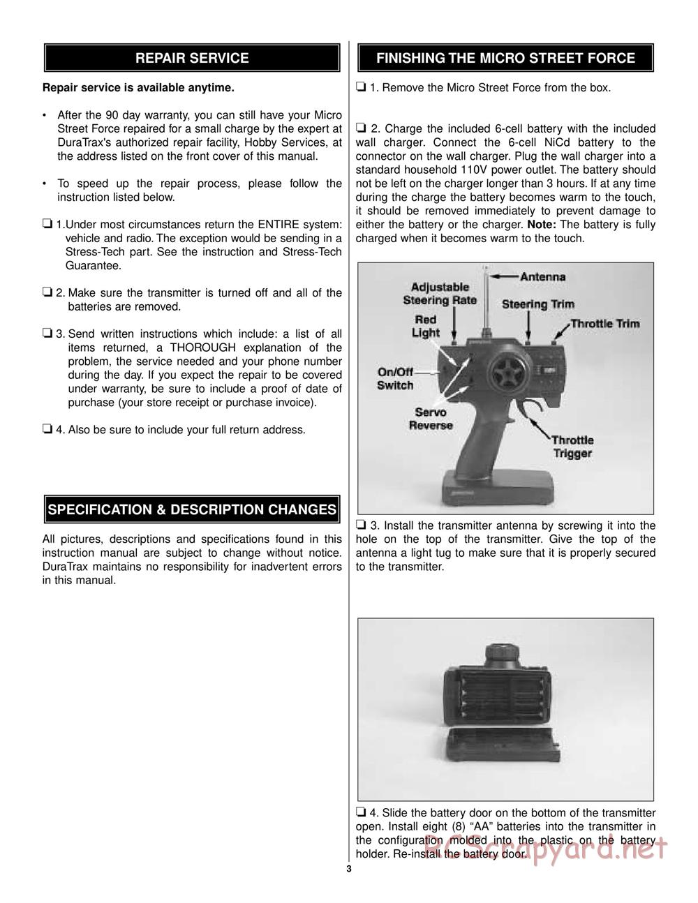 Duratrax - Micro Street Force - Manual - Page 3