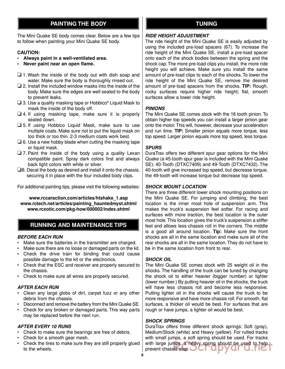 Duratrax - Mini Quake SE - Manual - Page 6