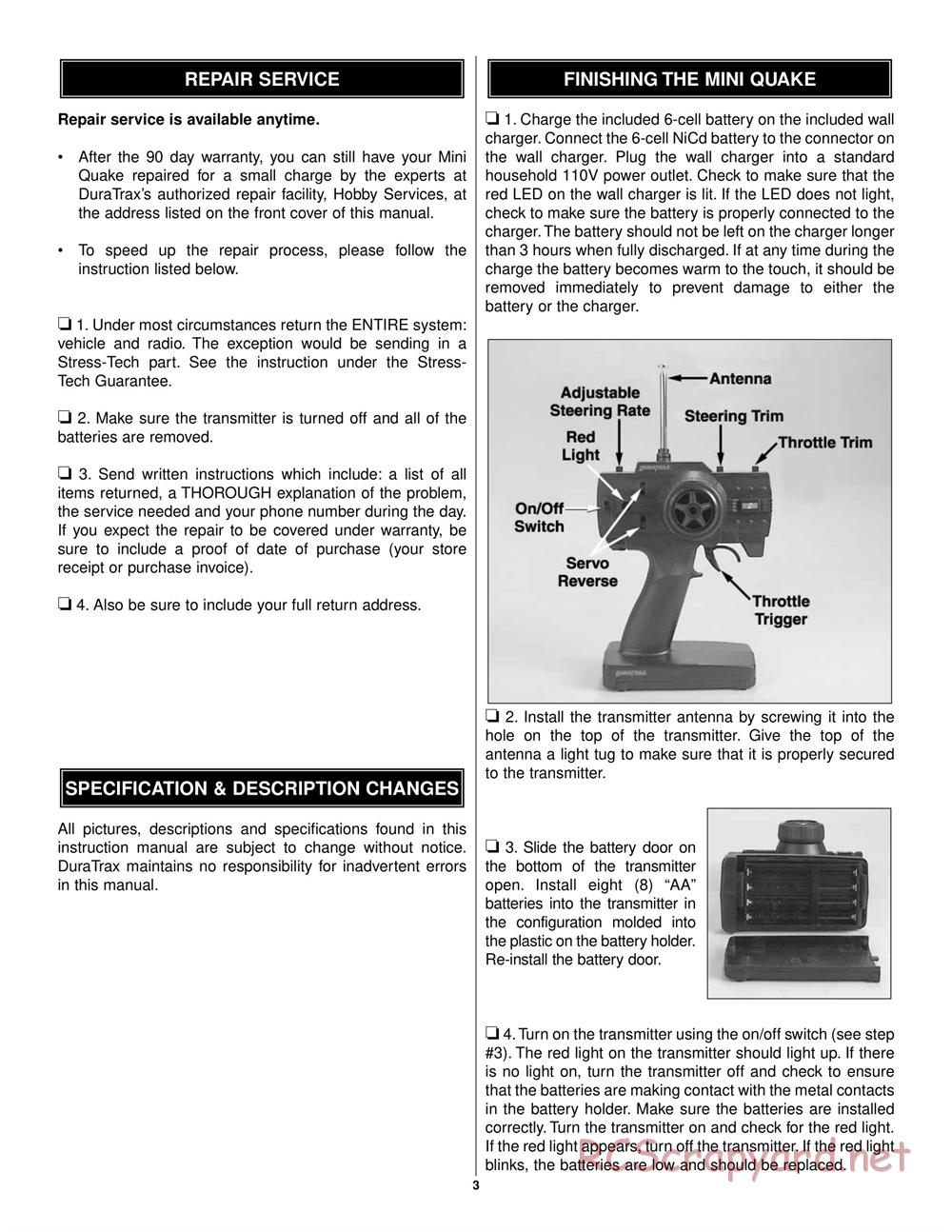 Duratrax - Mini-Quake - Manual - Page 3