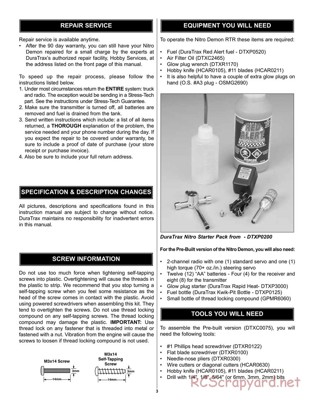 Duratrax - Nitro Demon - Manual - Page 3