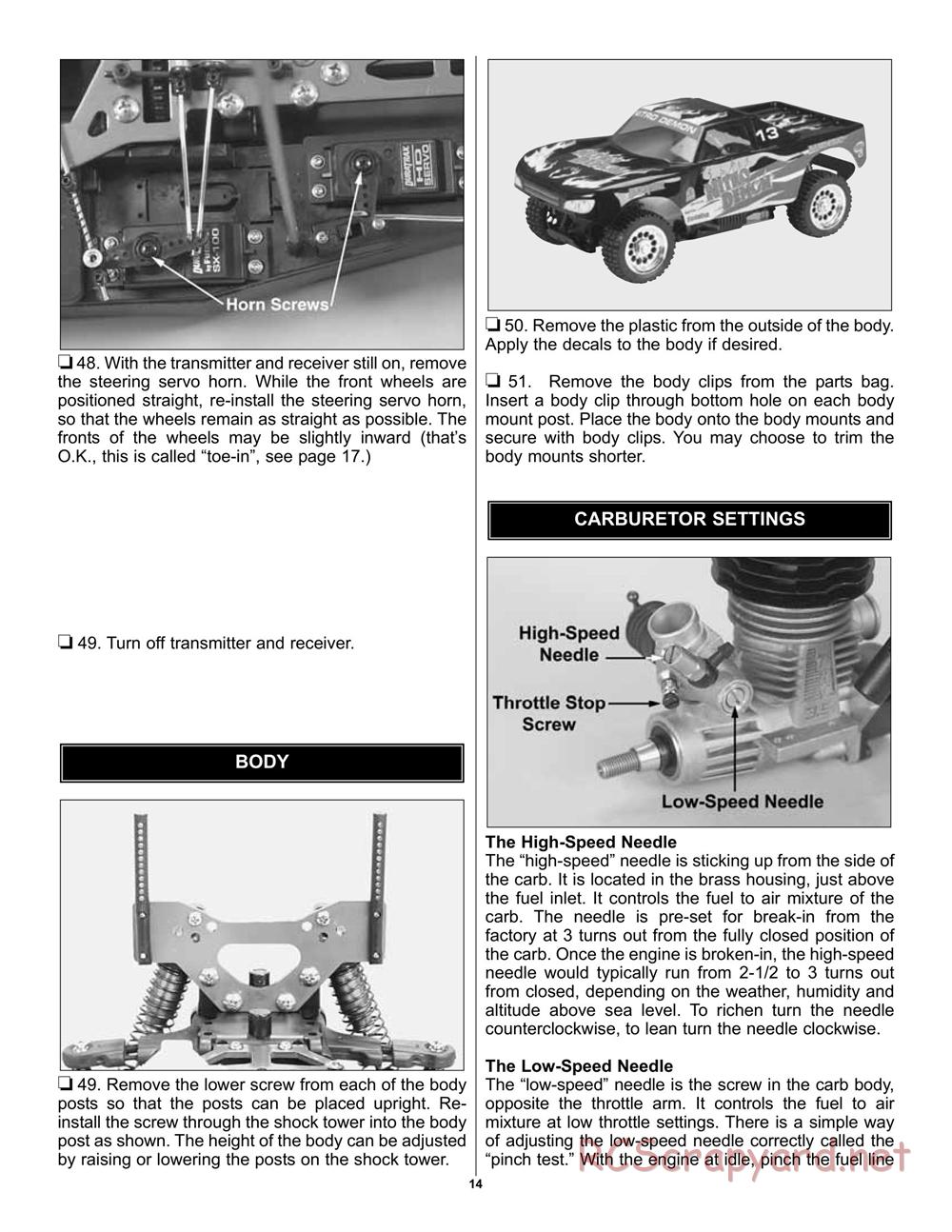 Duratrax - Nitro Demon - Manual - Page 14