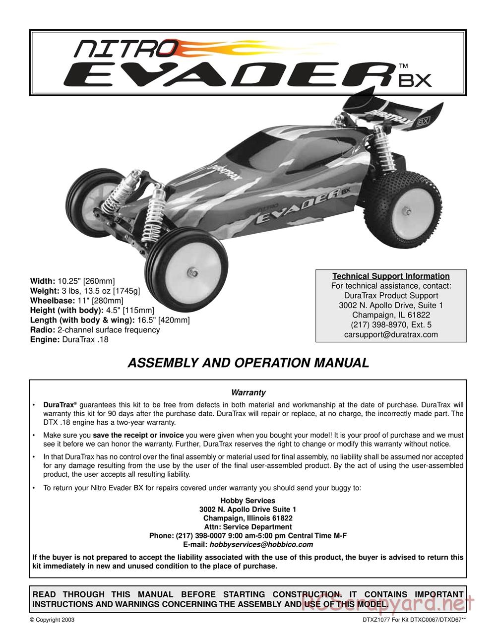 Duratrax - Nitro Evader BX - Manual - Page 1