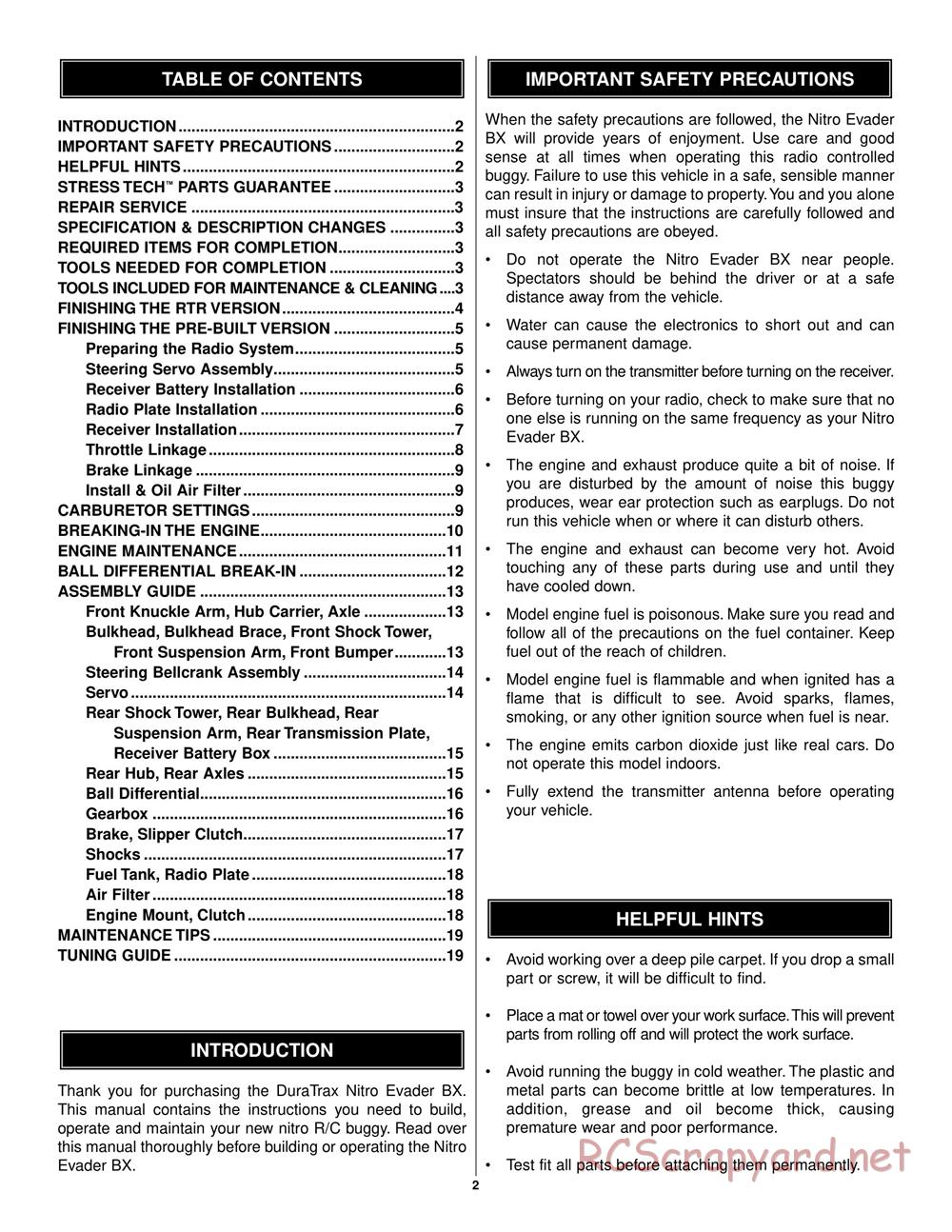 Duratrax - Nitro Evader BX - Manual - Page 2