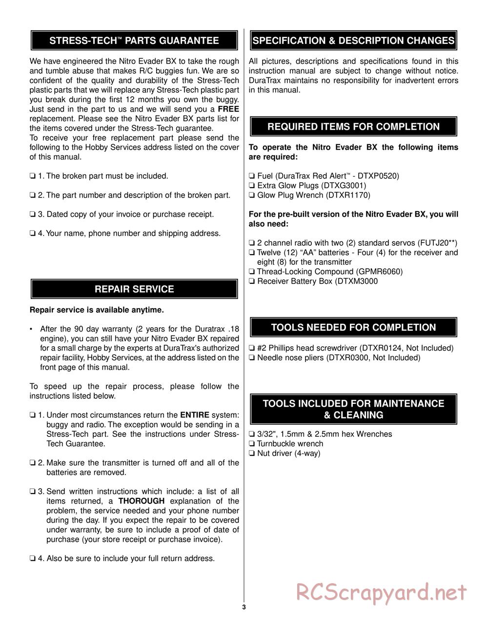 Duratrax - Nitro Evader BX - Manual - Page 3