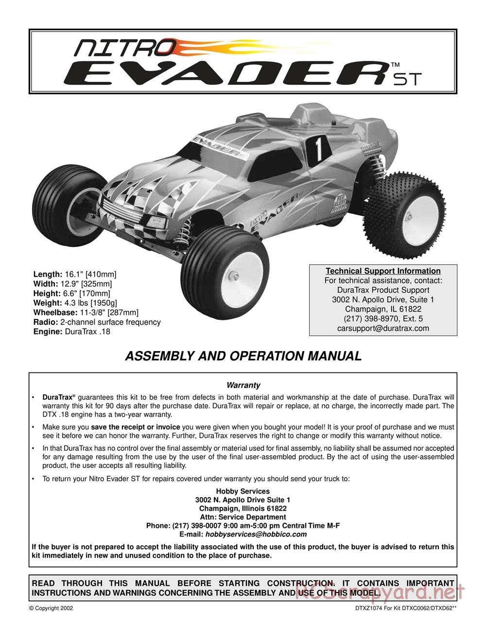 Duratrax - Nitro Evader ST - Manual - Page 1