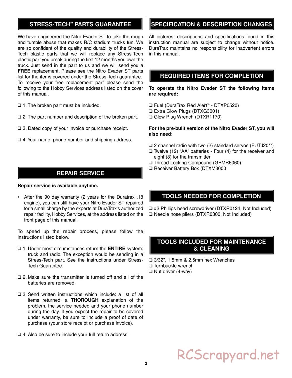 Duratrax - Nitro Evader ST - Manual - Page 3