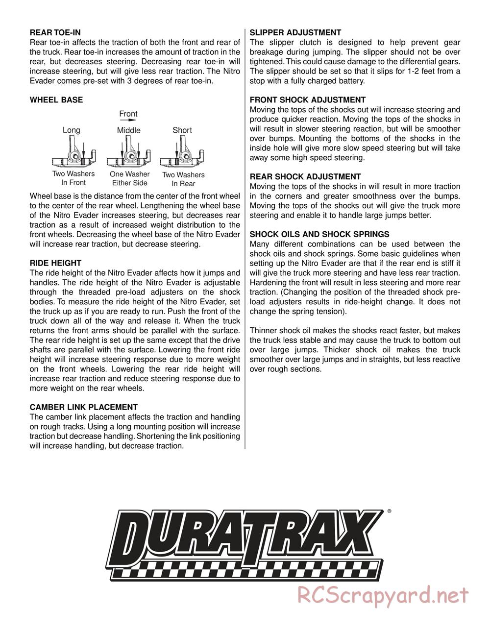 Duratrax - Nitro Evader ST - Manual - Page 20