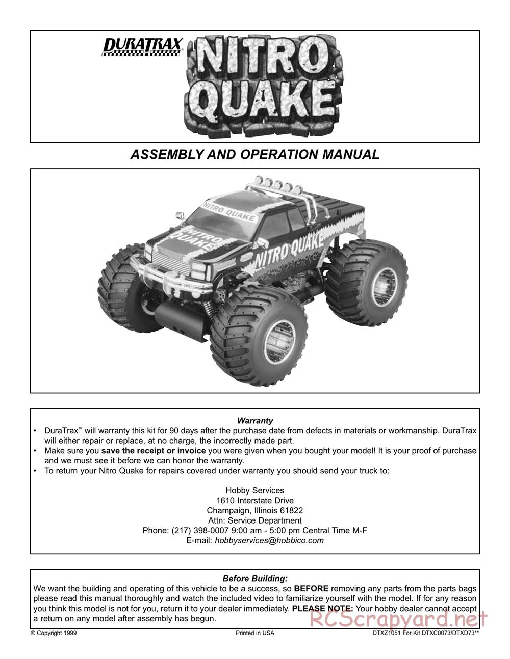 Duratrax - Nitro Quake - Manual - Page 1