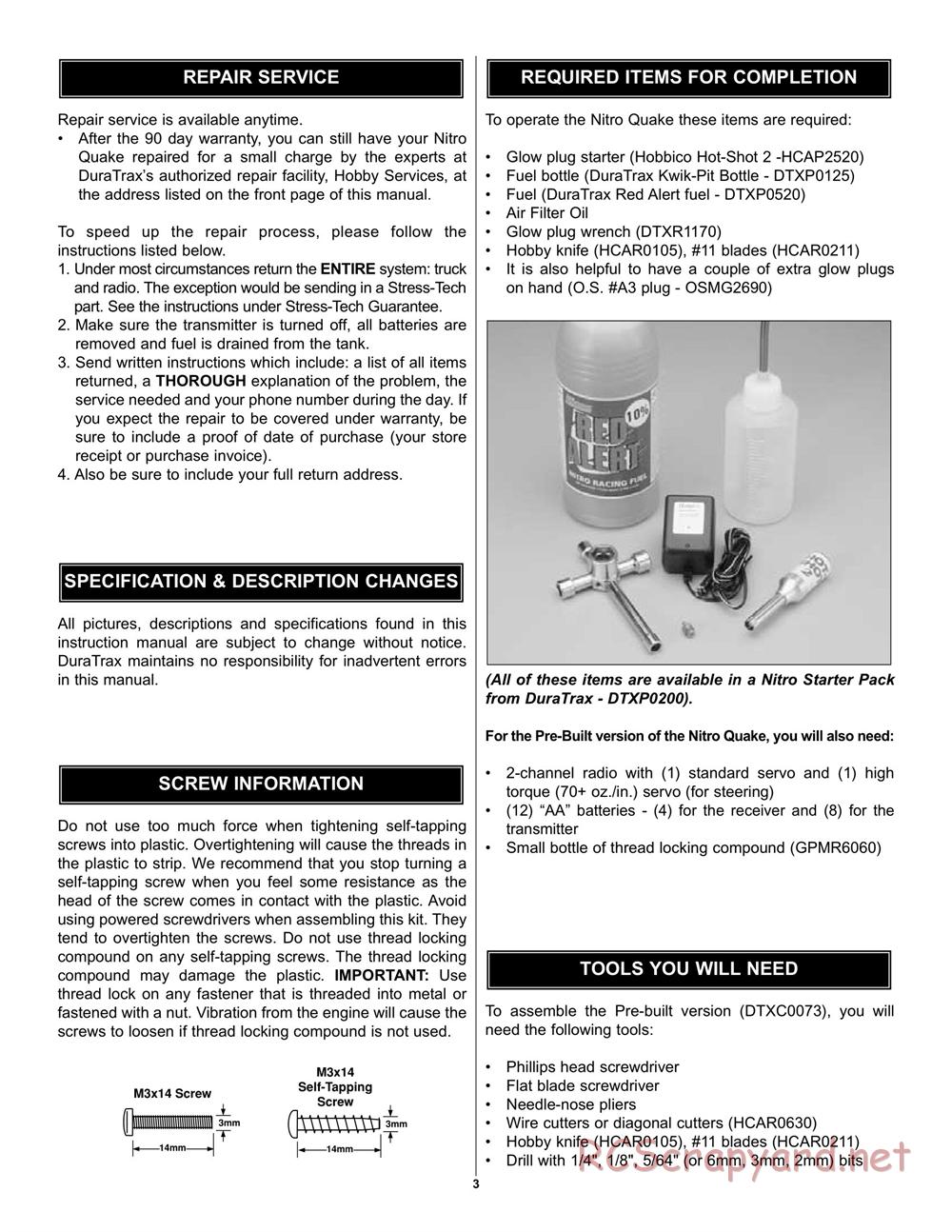 Duratrax - Nitro Quake - Manual - Page 3