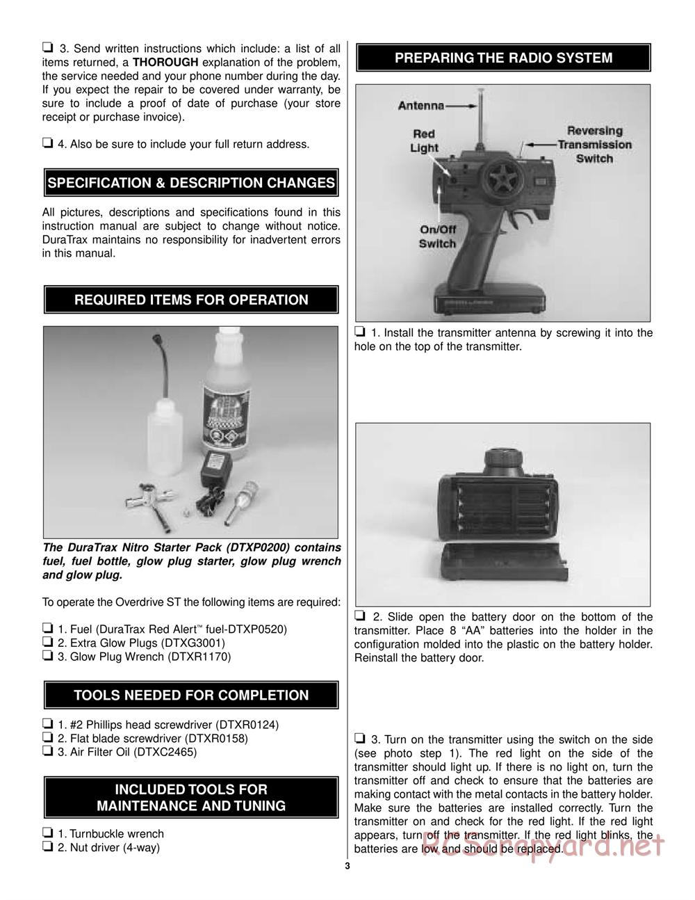 Duratrax - Overdrive ST - Manual - Page 3