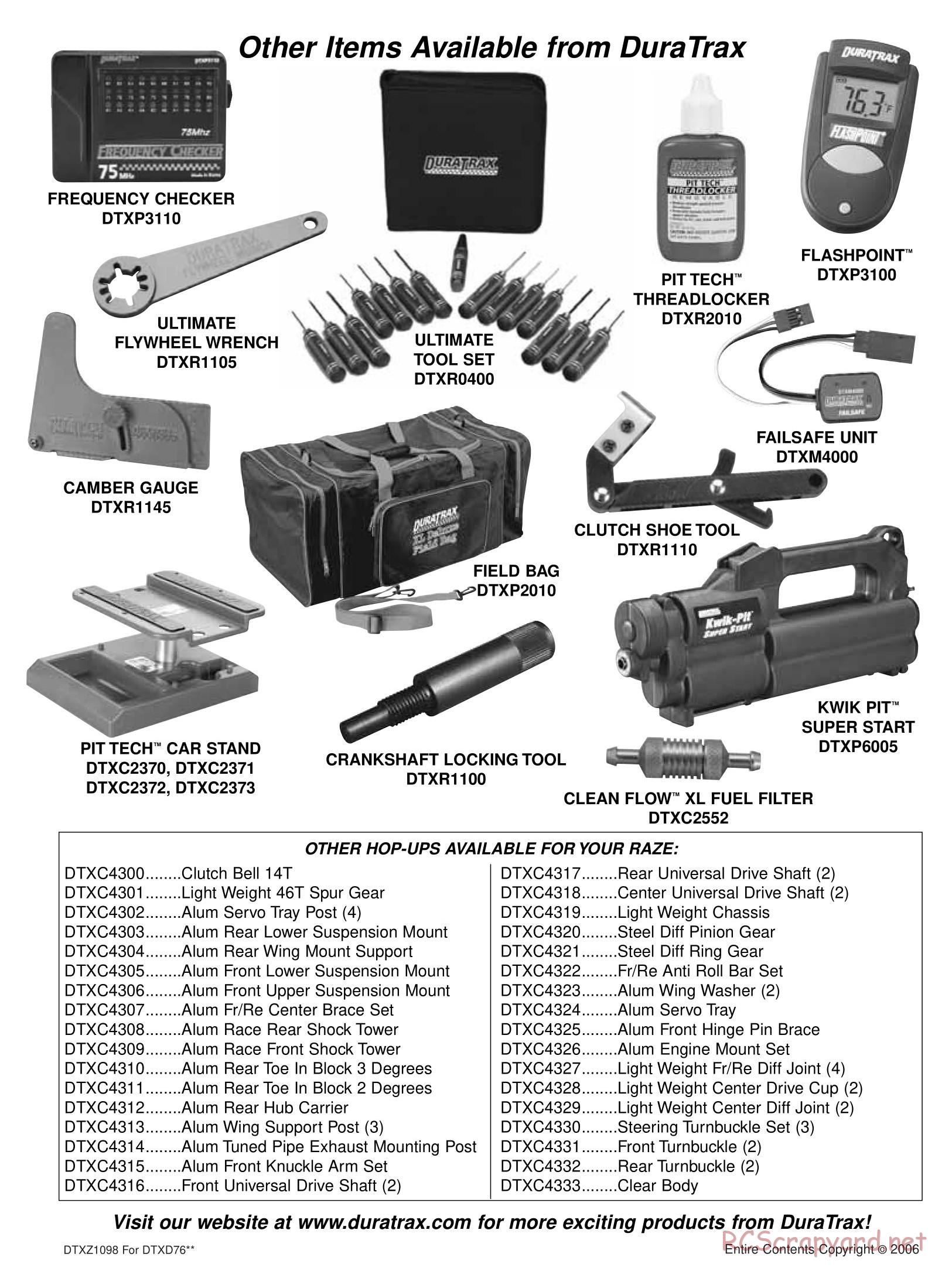 Duratrax - Raze - Exploded Views - DTXD76** • RCScrapyard - Radio ...