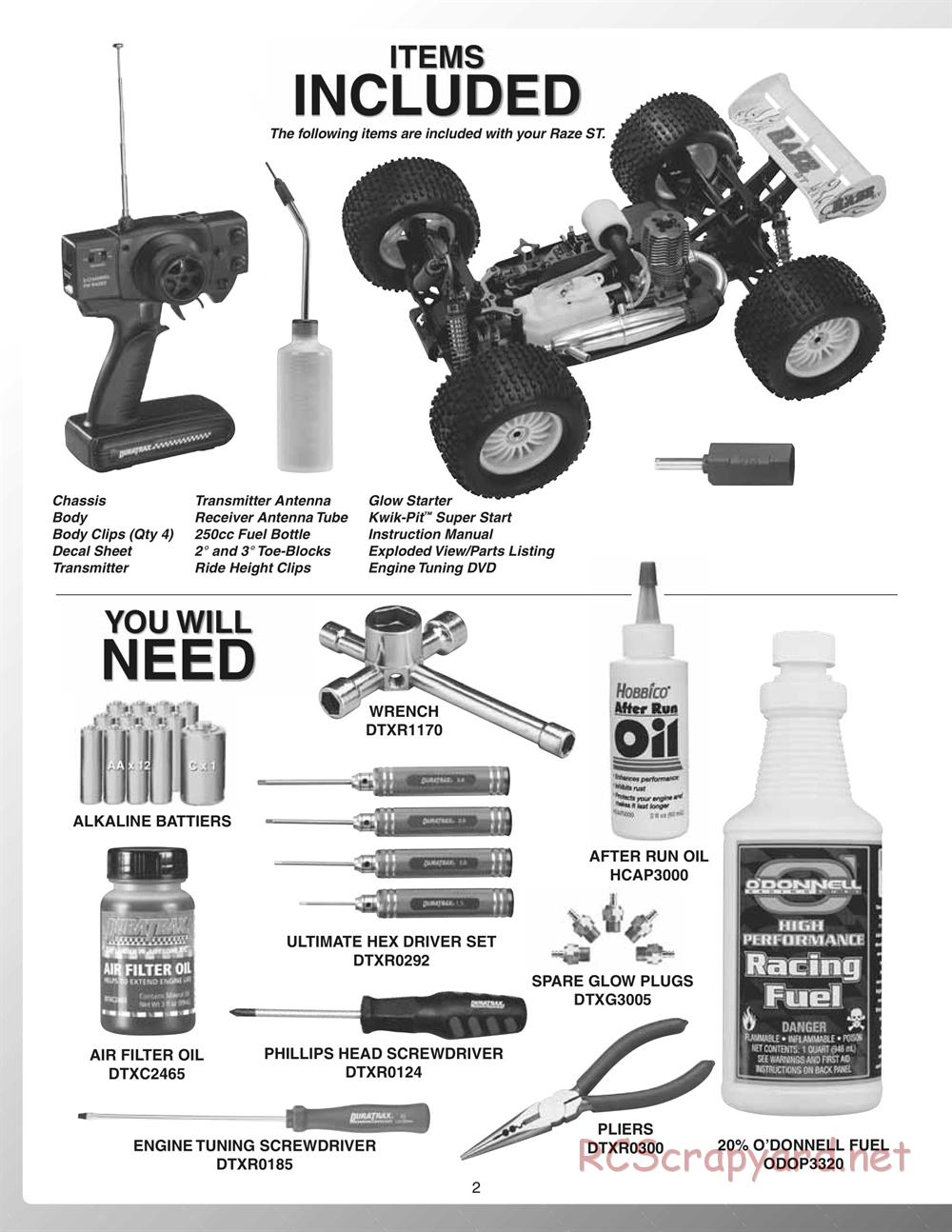 Duratrax - Raze ST - Manual - Page 2