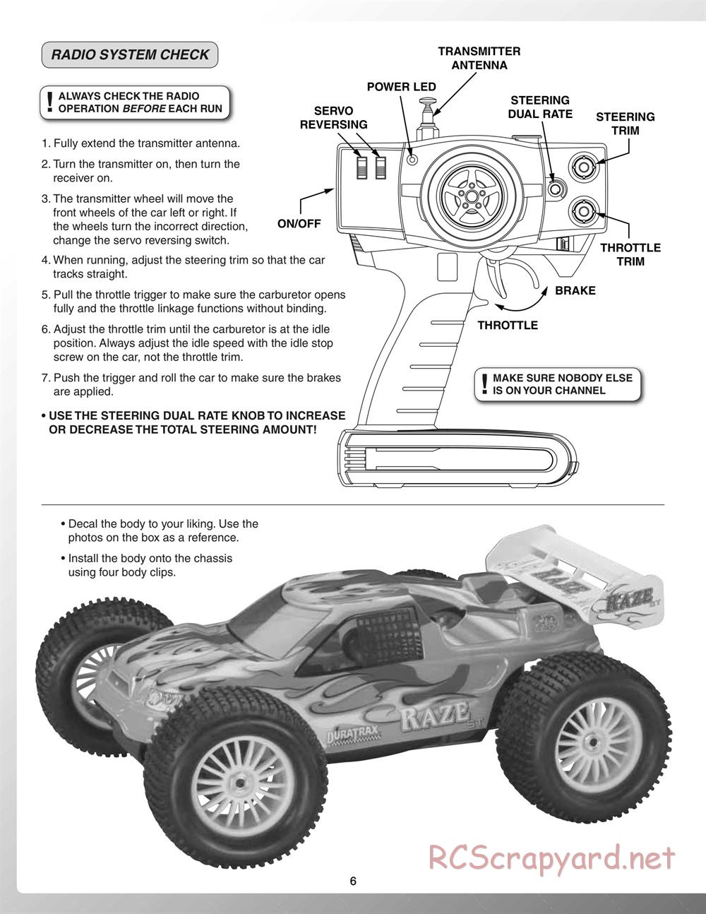 Duratrax - Raze ST - Manual - Page 6