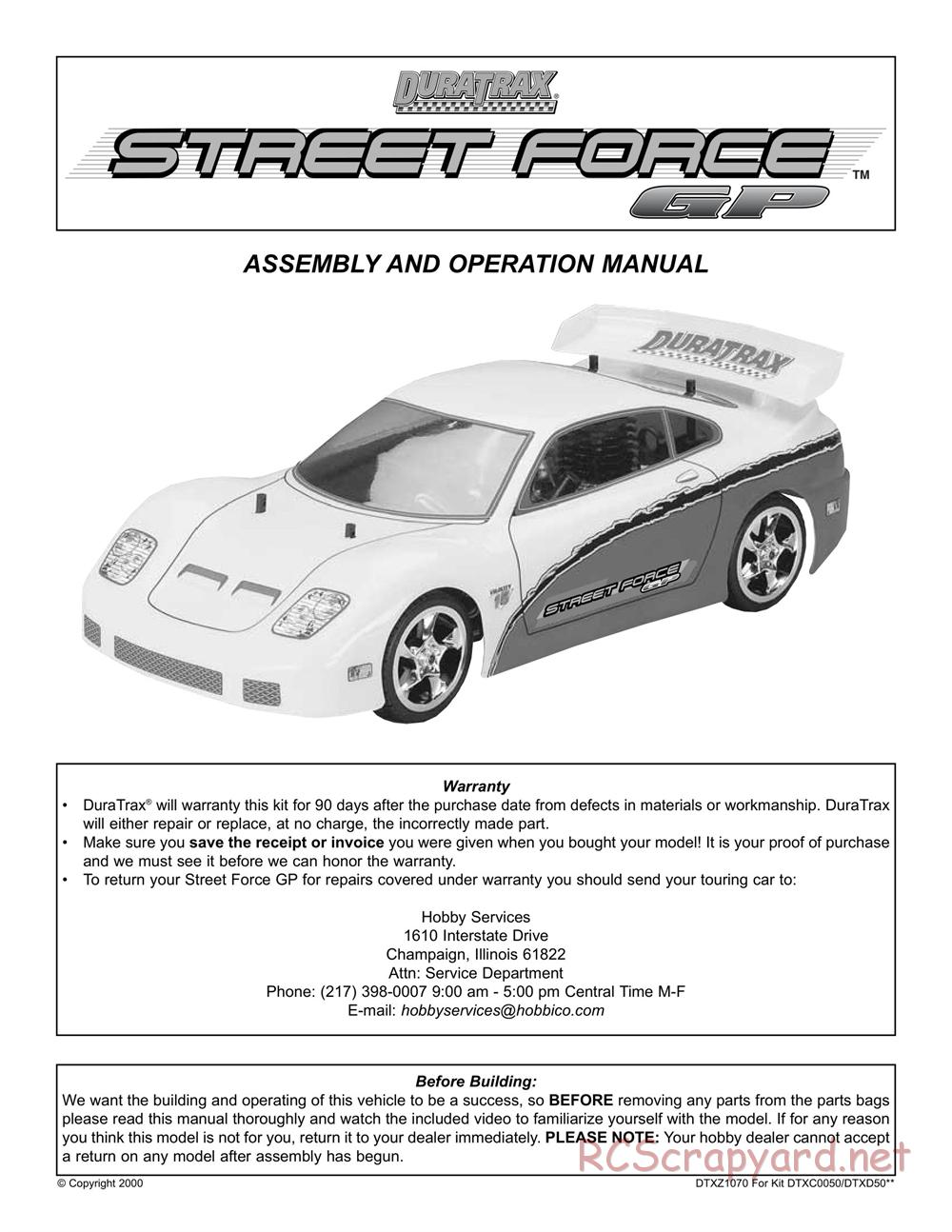 Duratrax - Street Force GP - Manual - Page 1