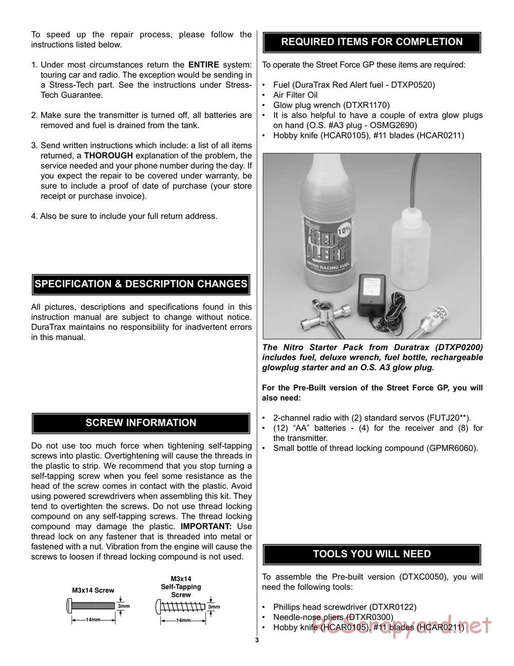 Duratrax - Street Force GP - Manual - Page 3