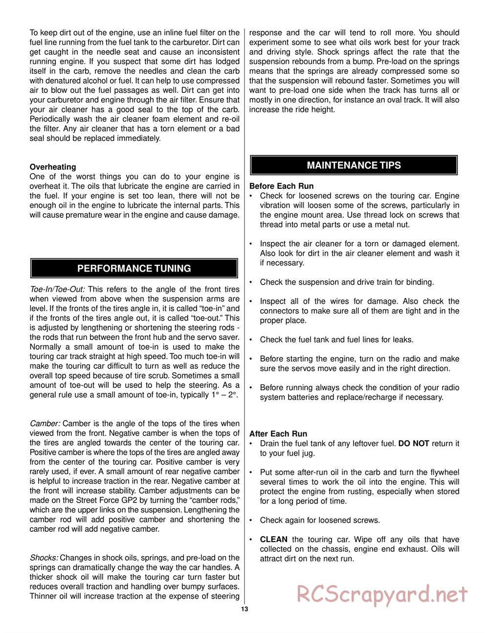 Duratrax - Street Force GP2 - Manual - Page 13