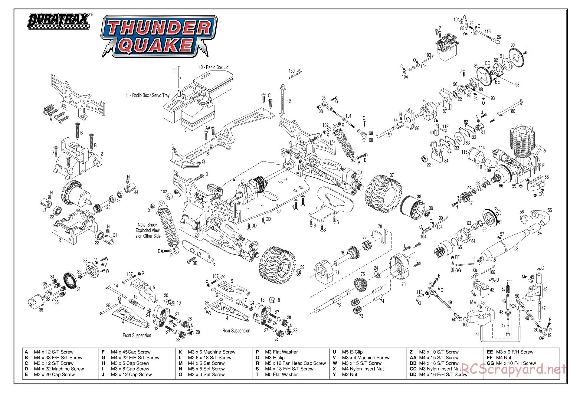 Duratrax - Thunder Quake - Exploded Views - DTXD74** • RCScrapyard ...