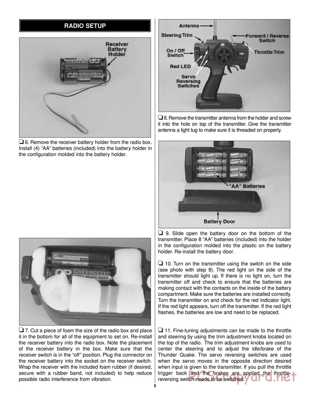 Duratrax - Thunder Quake - Manual - Page 5