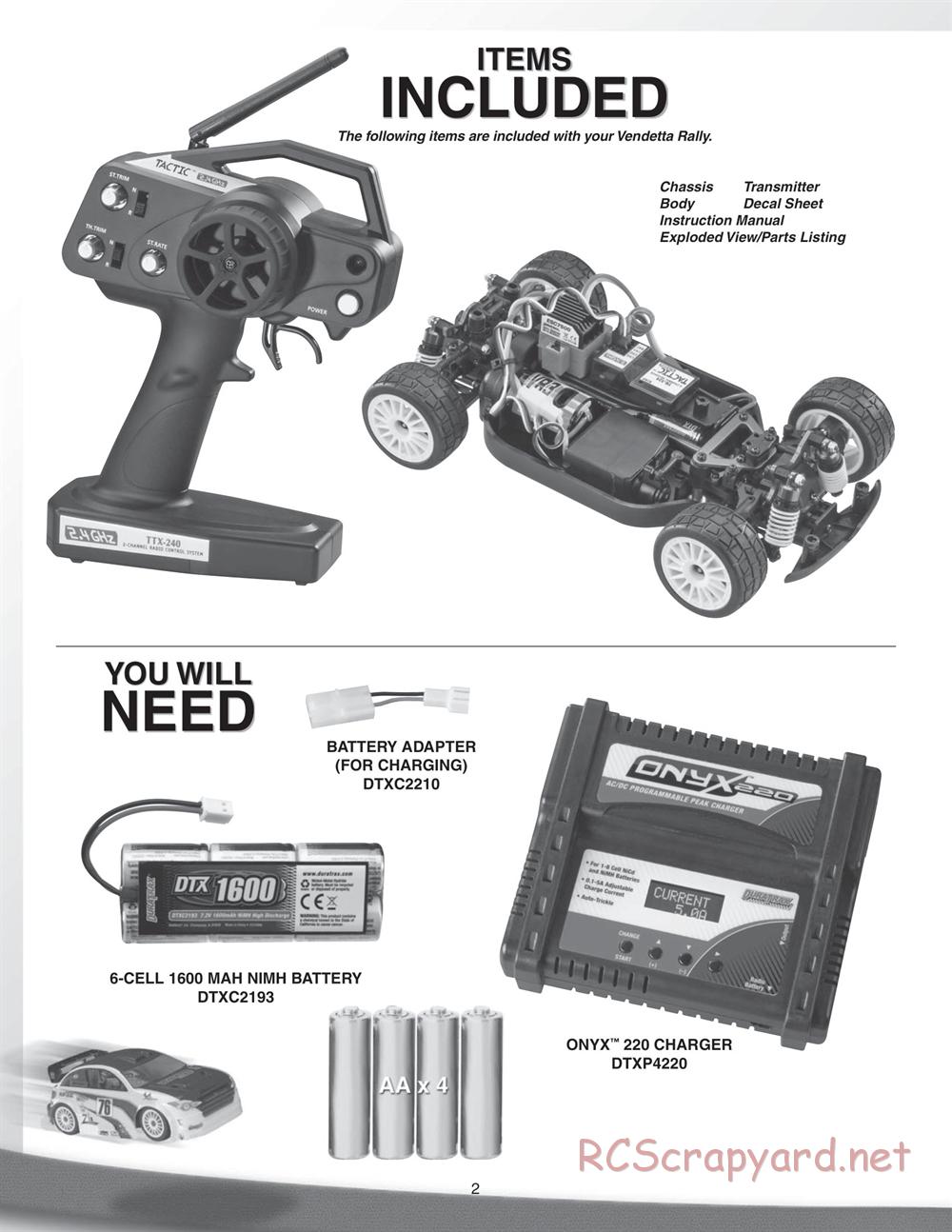 Duratrax - Vendetta Rally - Manual - Page 2