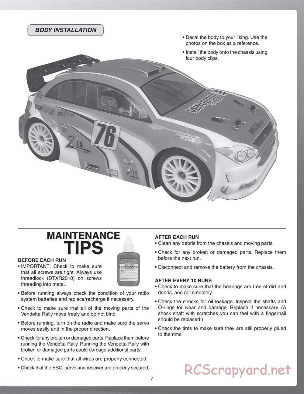 Duratrax - Vendetta Rally - Manual - Page 7