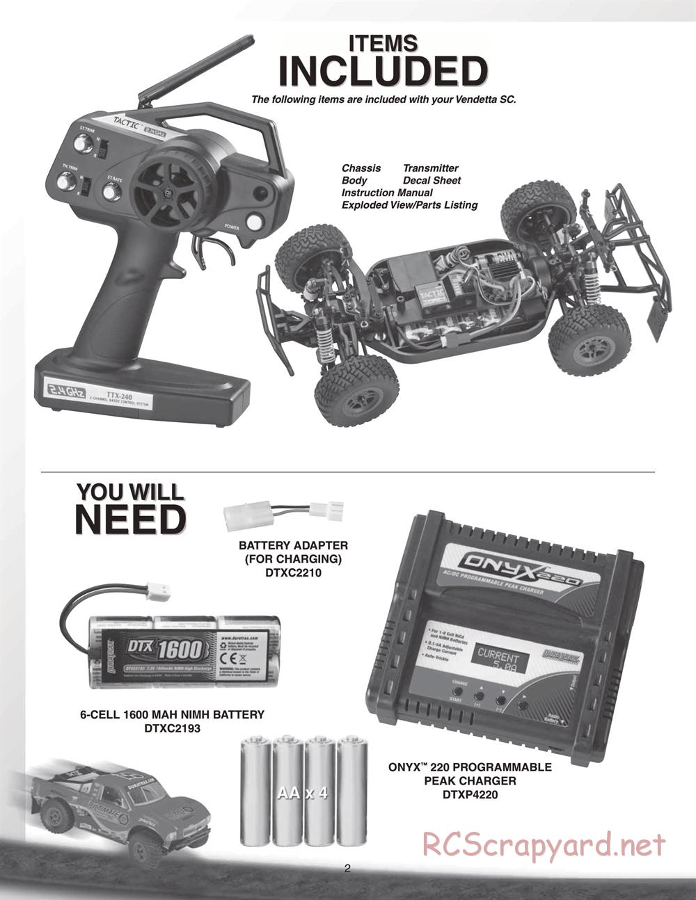 Duratrax - Vendetta SC - Manual - Page 2