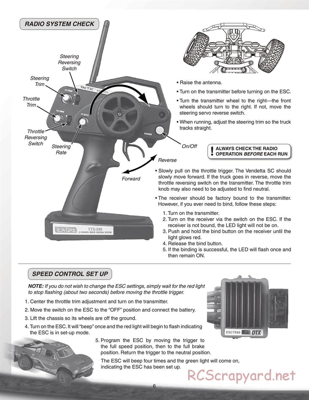 Duratrax - Vendetta SC - Manual - Page 6