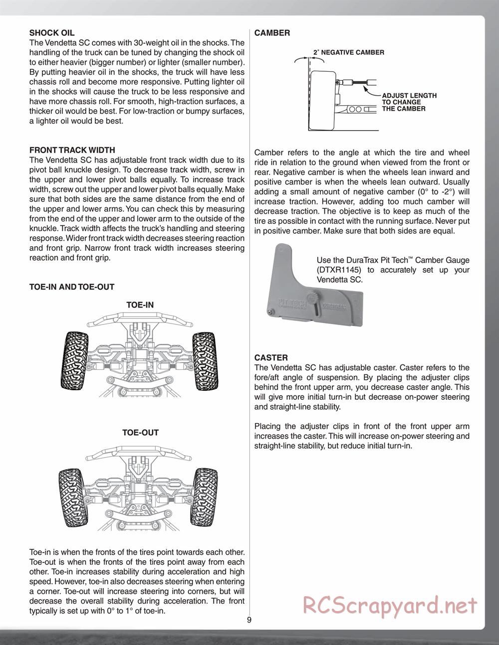 Duratrax - Vendetta SC - Manual - Page 9