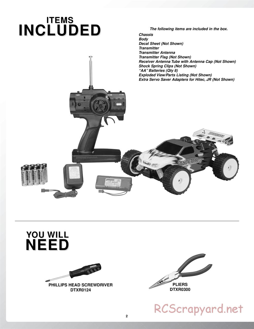 Duratrax - Vendetta ST - Manual - Page 2