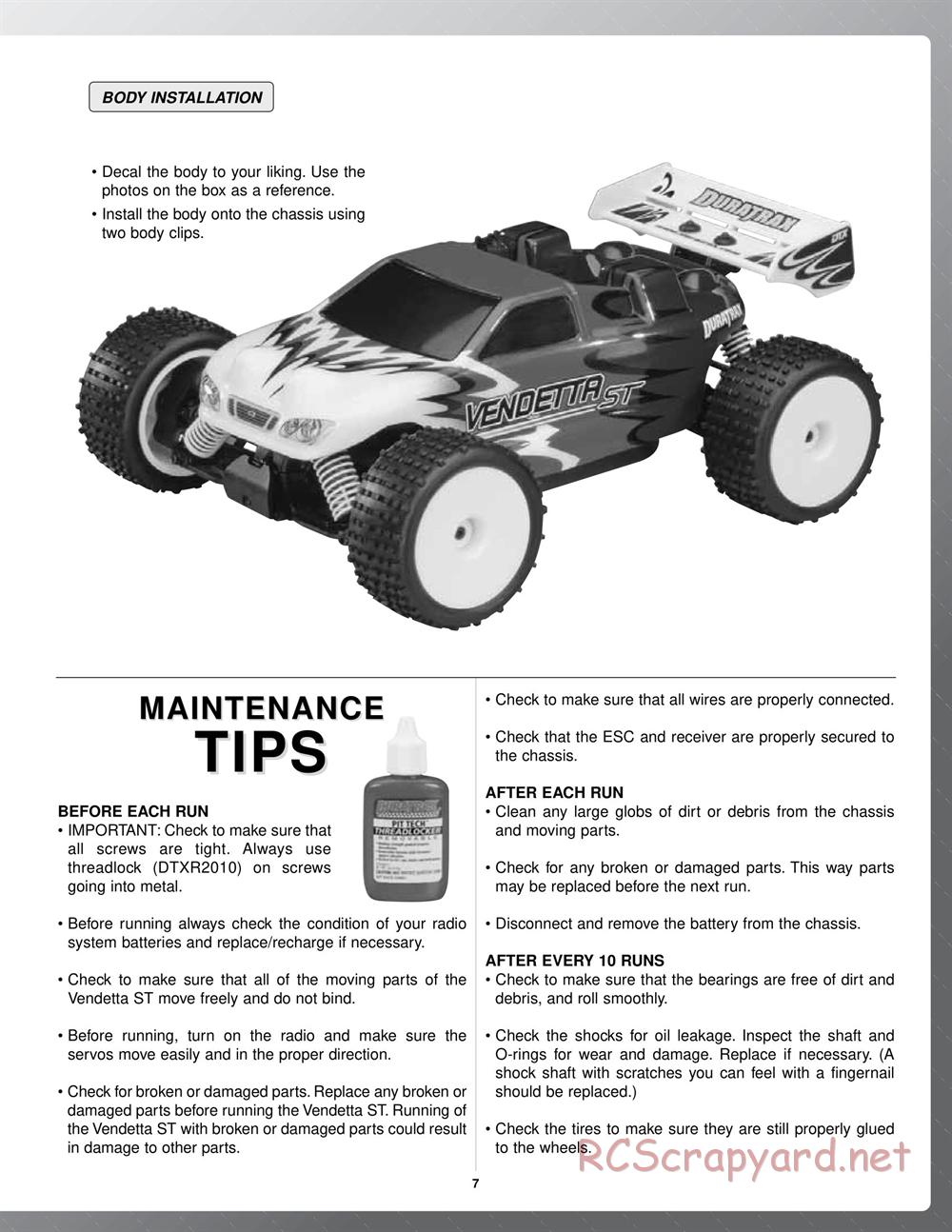 Duratrax - Vendetta ST - Manual - Page 7