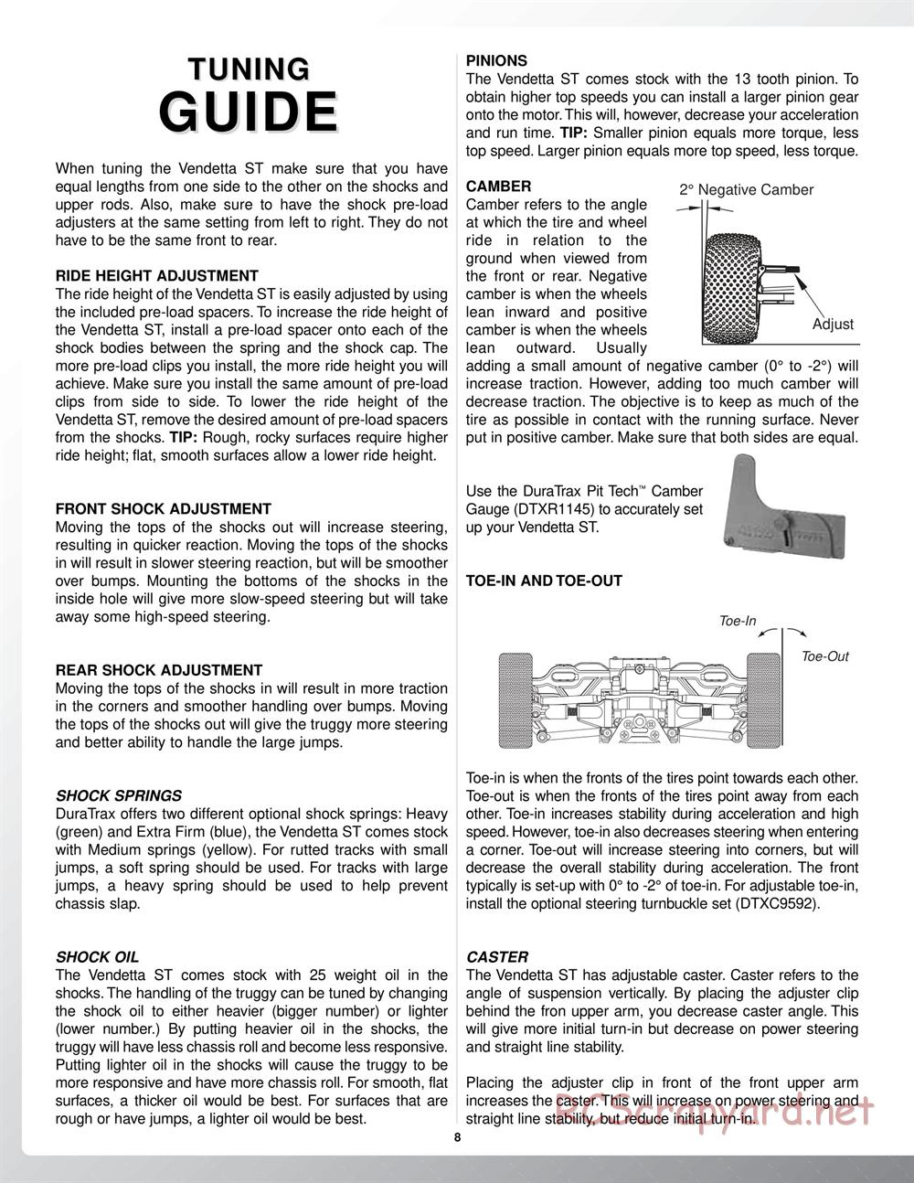 Duratrax - Vendetta ST - Manual - Page 8