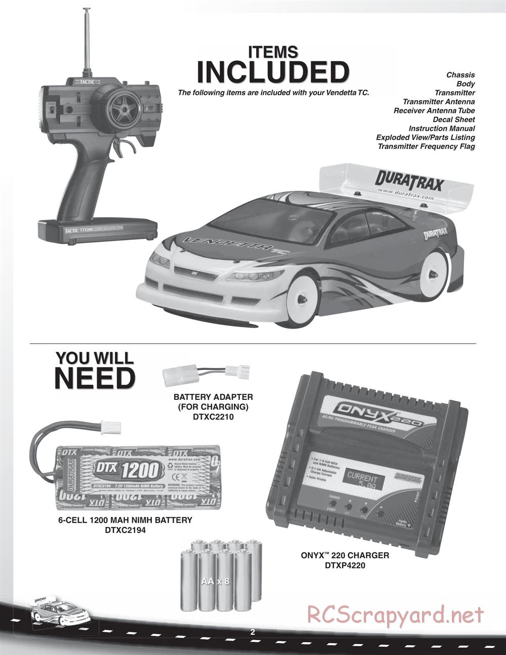 Duratrax - Vendetta TC - Manual - Page 2