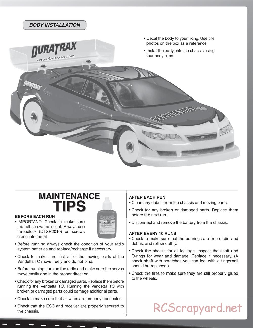 Duratrax - Vendetta TC - Manual - Page 7