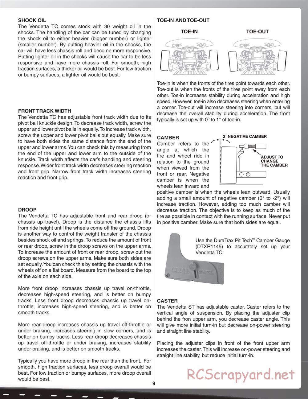 Duratrax - Vendetta TC - Manual - Page 9