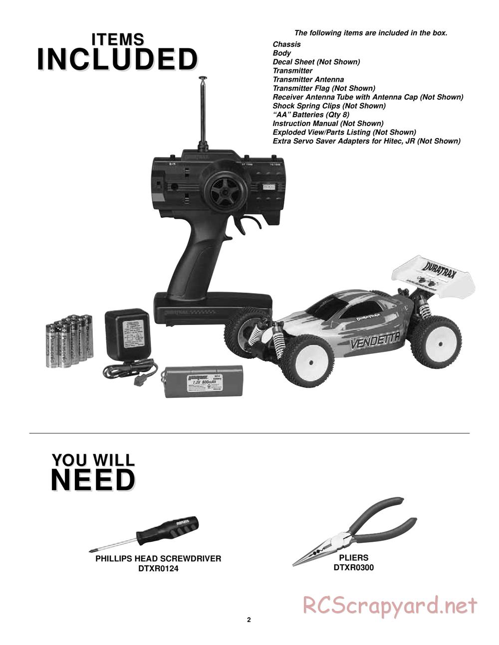 Duratrax - Vendetta Buggy - Manual - Page 2