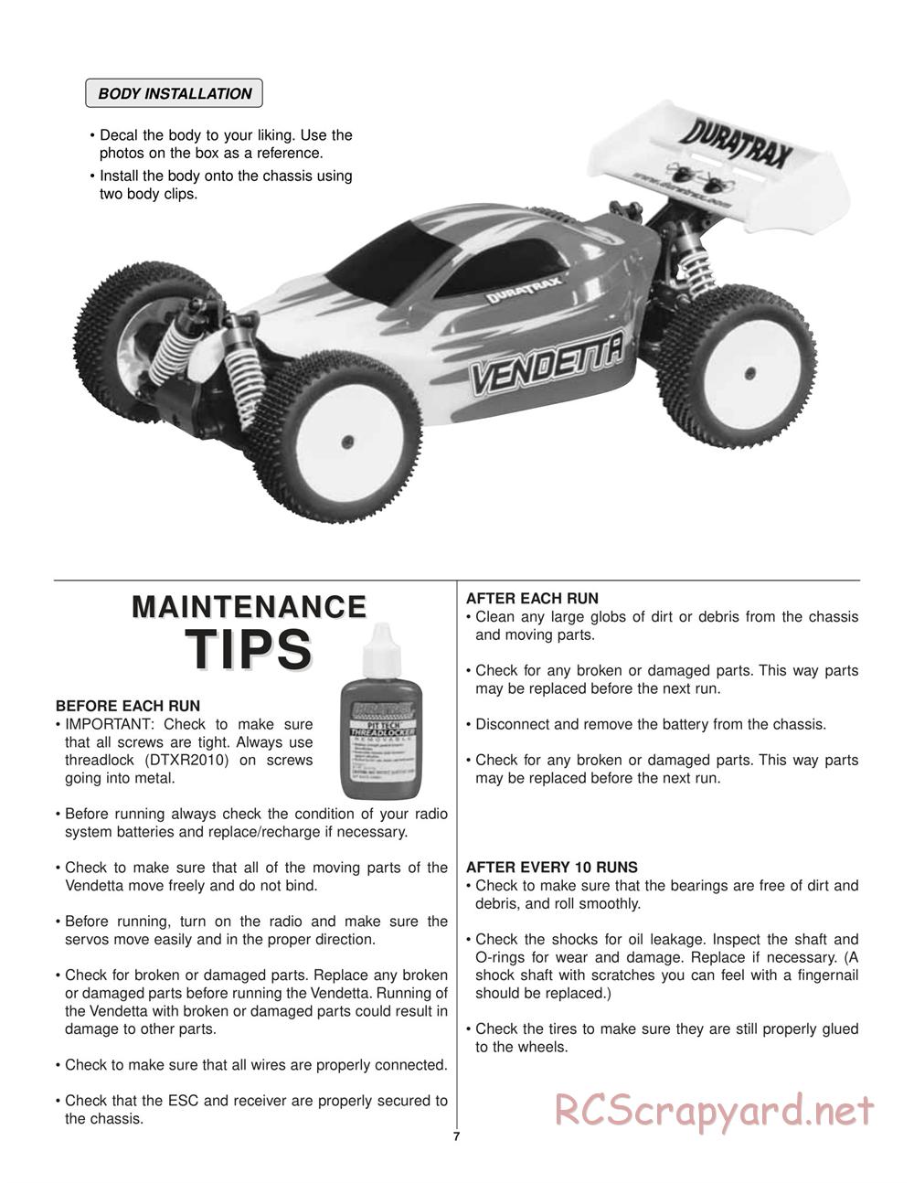 Duratrax - Vendetta Buggy - Manual - Page 7