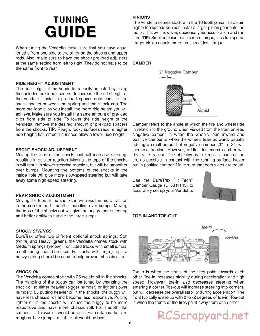 Duratrax - Vendetta Buggy - Manual - Page 8