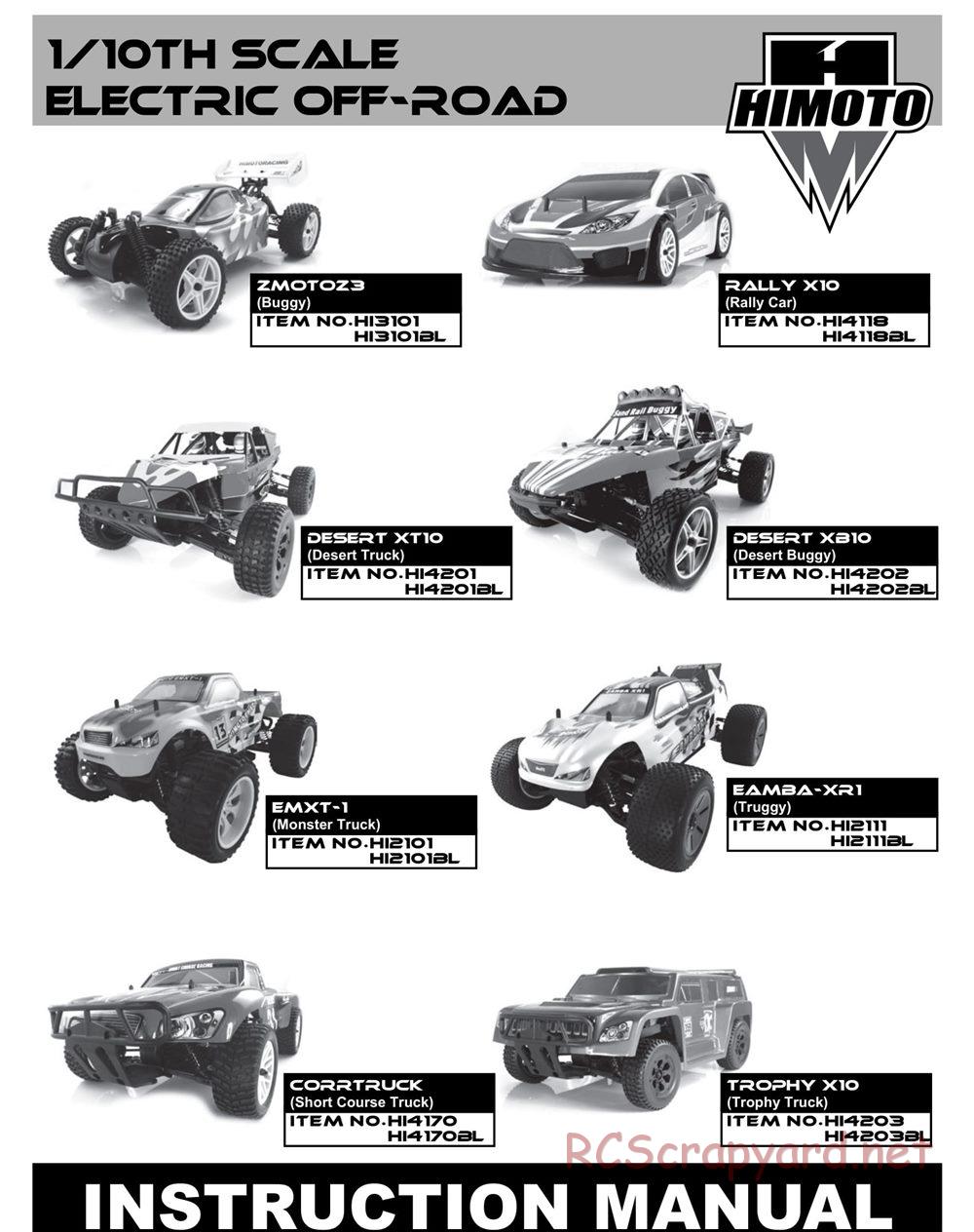 Himoto Racing - 1/10 Electric Models - Manual - Page 1