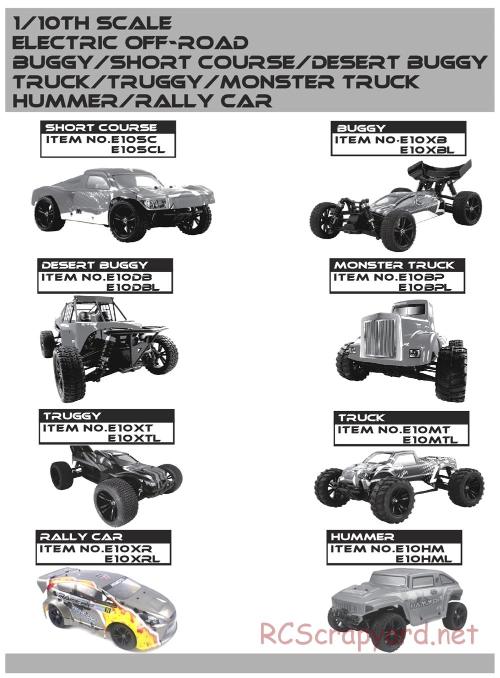 Himoto Racing - Dirt Whip - E10DB / E10DBL - Manual - Page 1